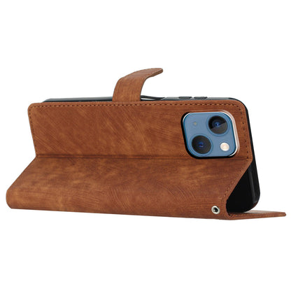 Wallet Shell for iPhone 14 Solid Color Skin-touch PU Leather Anti-collision Stand Phone Case