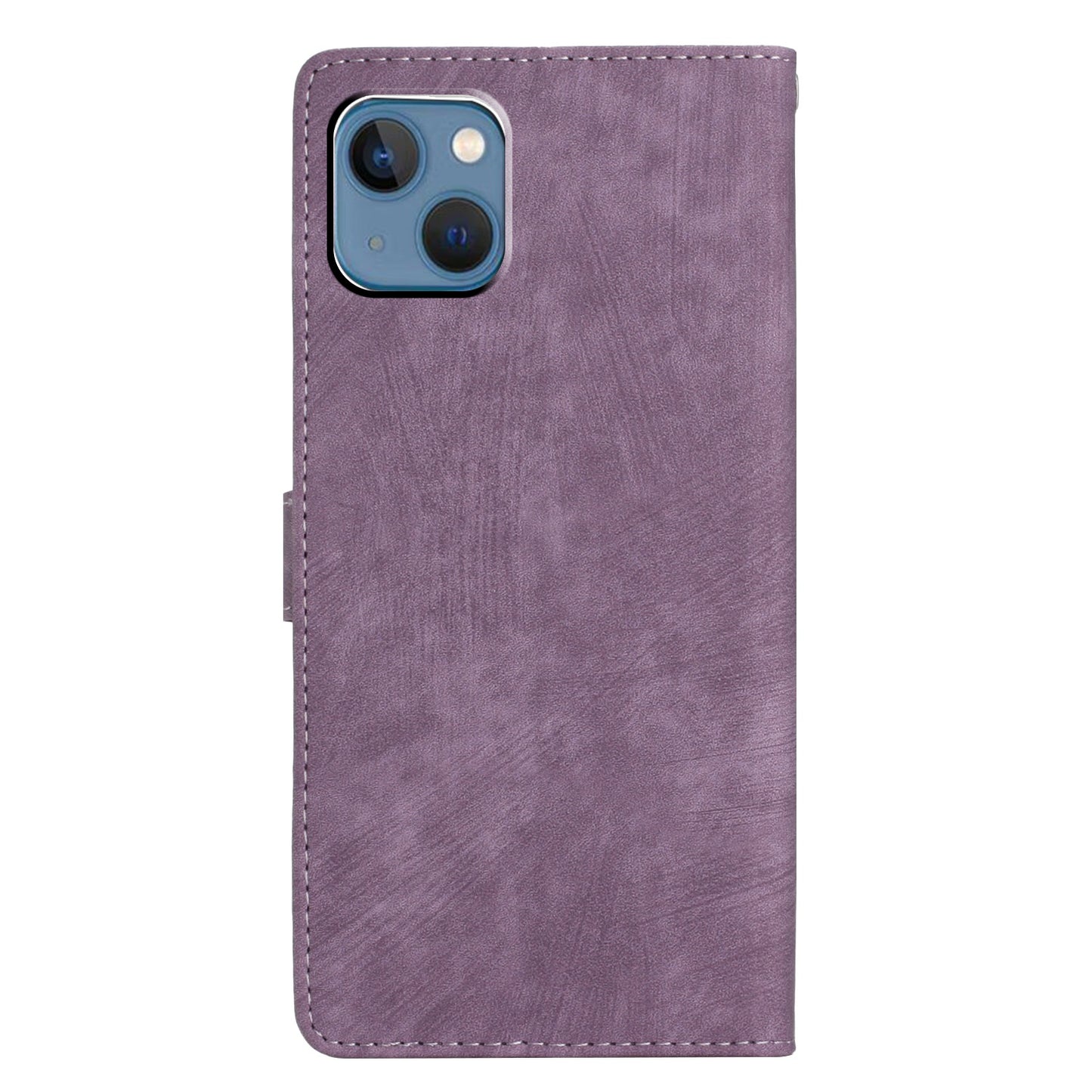 Wallet Shell for iPhone 14 Solid Color Skin-touch PU Leather Anti-collision Stand Phone Case