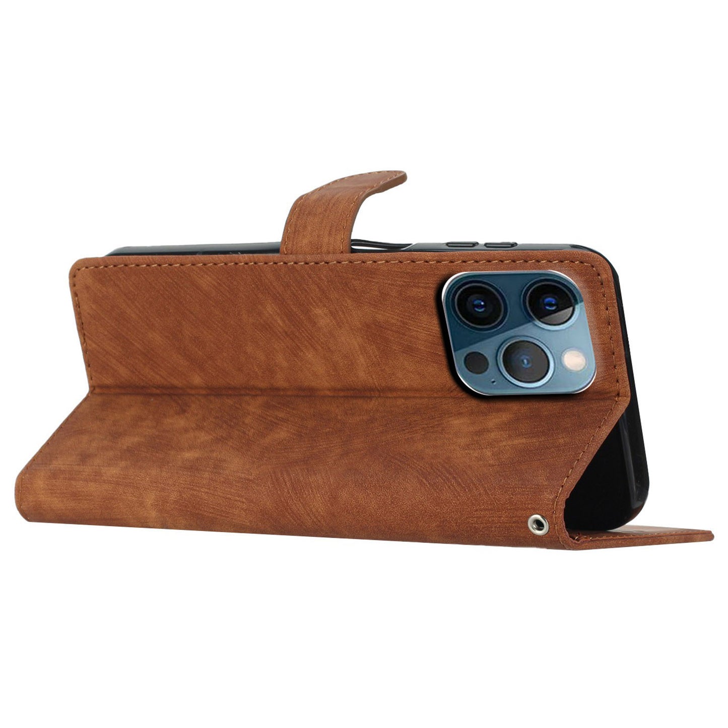 Solid Color Shell for iPhone 13 Pro Max 6.7 inch Skin-touch PU Leather Stand Wallet Phone Case