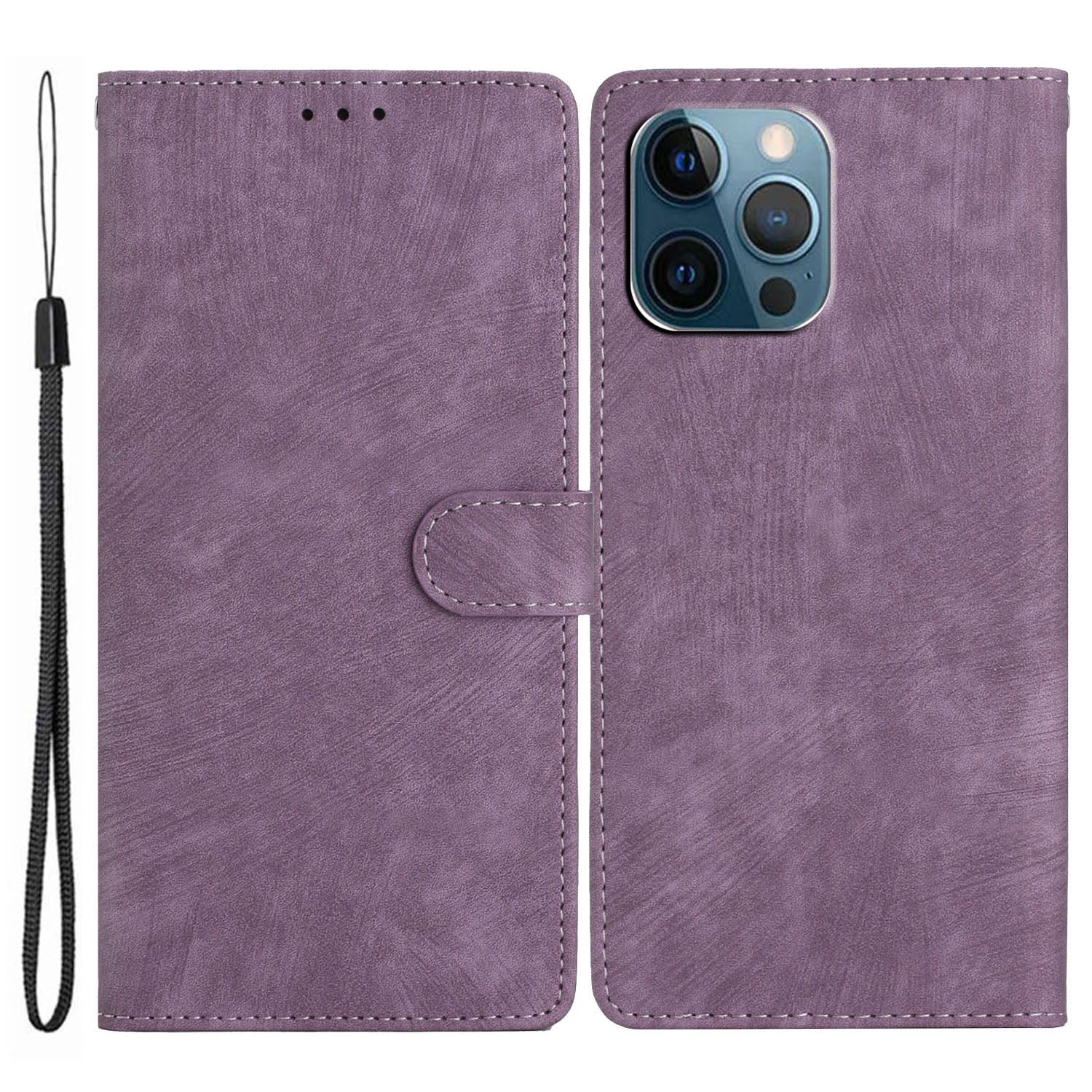 Solid Color Shell for iPhone 13 Pro Max 6.7 inch Skin-touch PU Leather Stand Wallet Phone Case