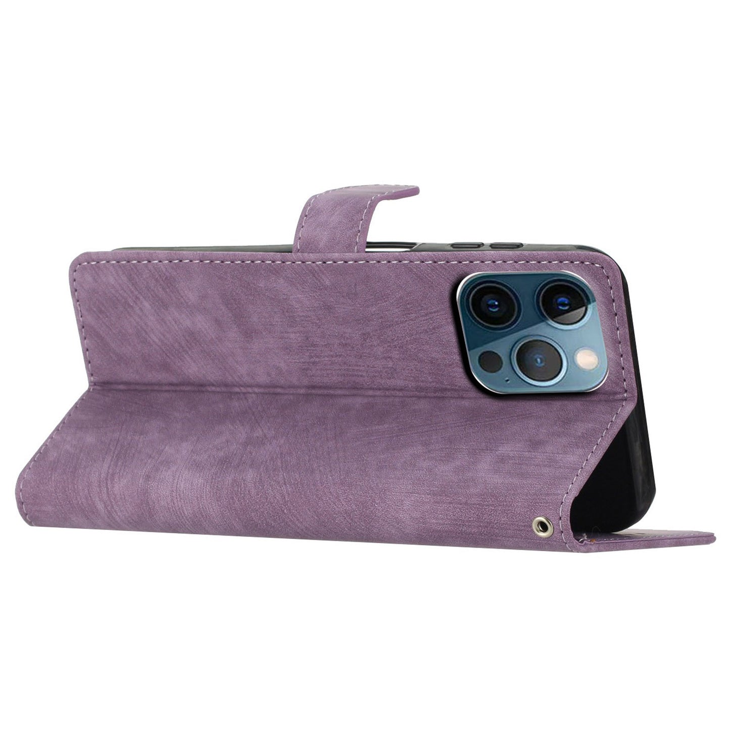 Solid Color Shell for iPhone 13 Pro Max 6.7 inch Skin-touch PU Leather Stand Wallet Phone Case