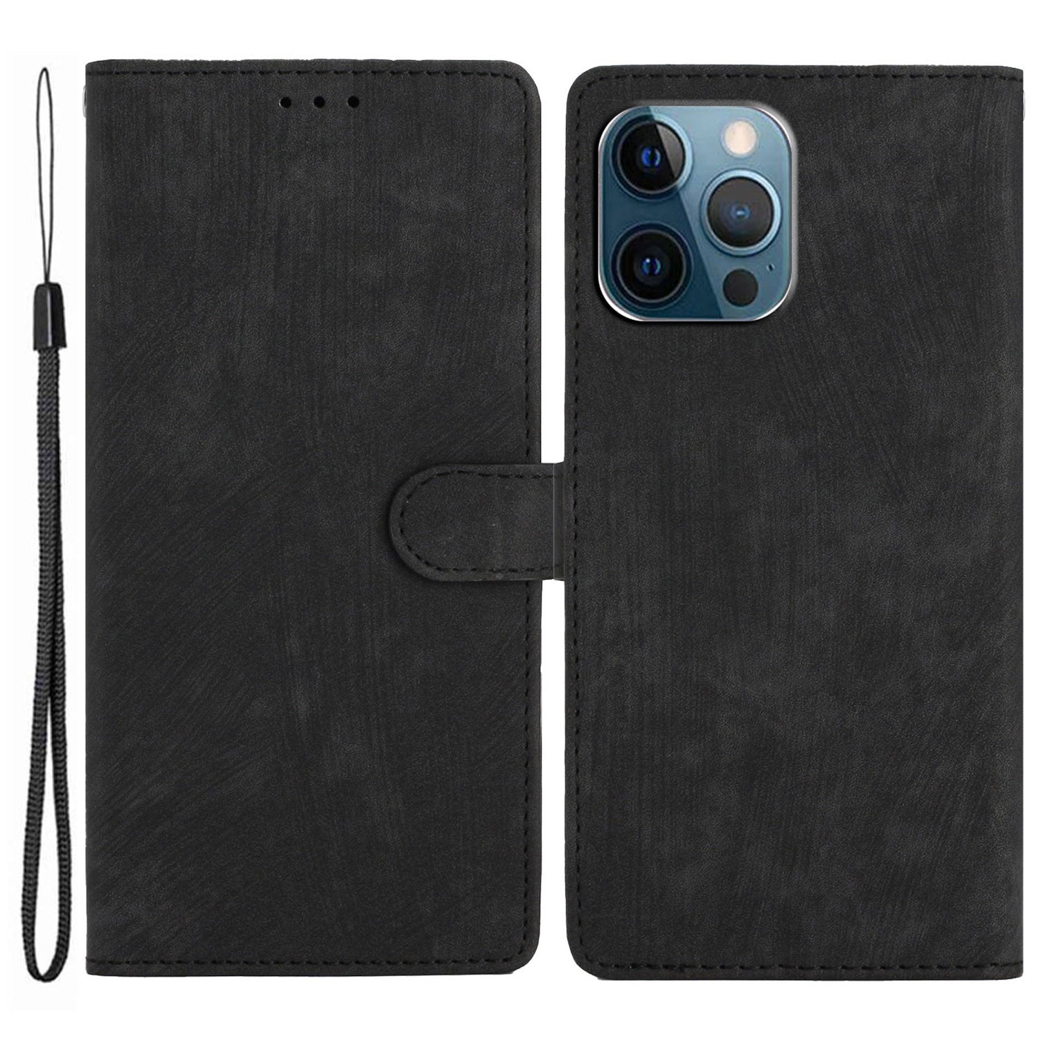 Solid Color Shell for iPhone 13 Pro Max 6.7 inch Skin-touch PU Leather Stand Wallet Phone Case