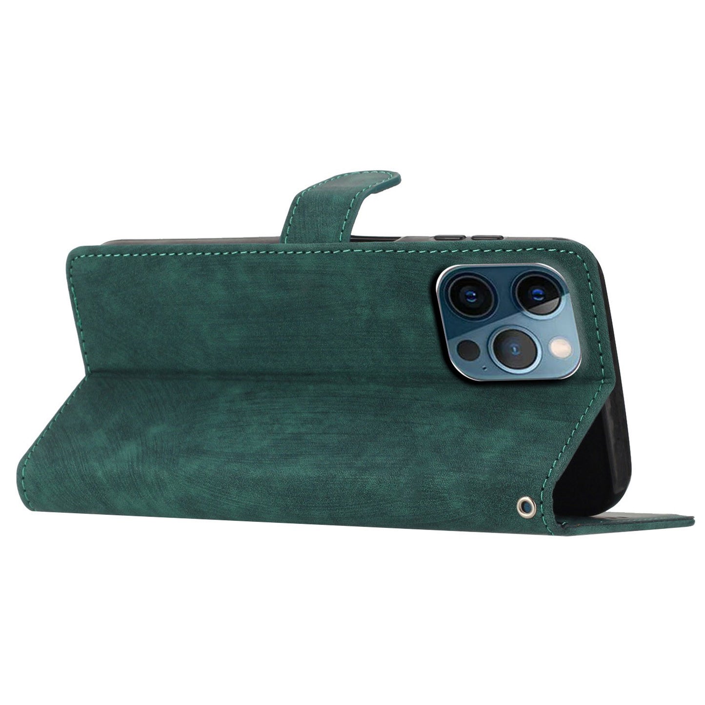 Solid Color Shell for iPhone 13 Pro Max 6.7 inch Skin-touch PU Leather Stand Wallet Phone Case