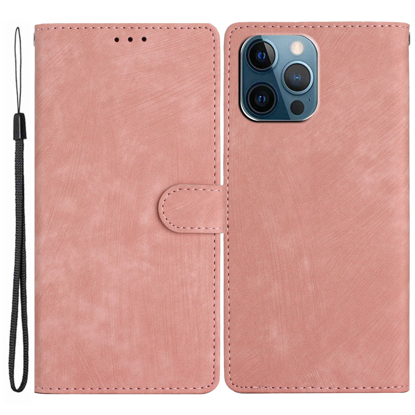 Solid Color Shell for iPhone 13 Pro Max 6.7 inch Skin-touch PU Leather Stand Wallet Phone Case
