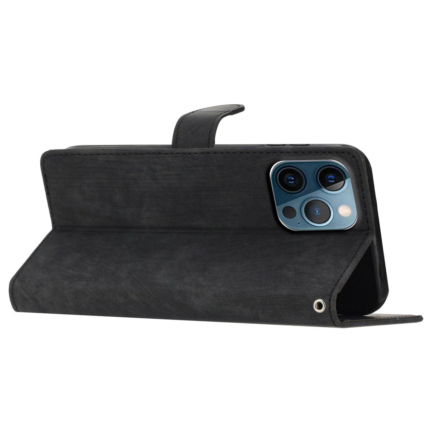 Skin-touch Wallet Shell for iPhone 13 Pro 6.1 inch Solid Color PU Leather Anti-collision Stand Phone Case