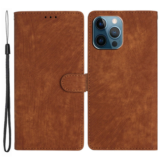 Skin-touch Wallet Shell for iPhone 13 Pro 6.1 inch Solid Color PU Leather Anti-collision Stand Phone Case