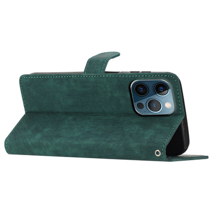 Skin-touch Wallet Shell for iPhone 13 Pro 6.1 inch Solid Color PU Leather Anti-collision Stand Phone Case