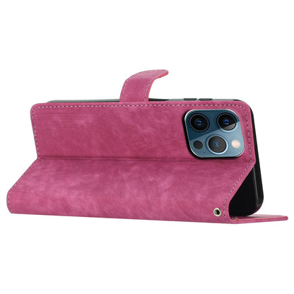 Skin-touch Wallet Shell for iPhone 13 Pro 6.1 inch Solid Color PU Leather Anti-collision Stand Phone Case