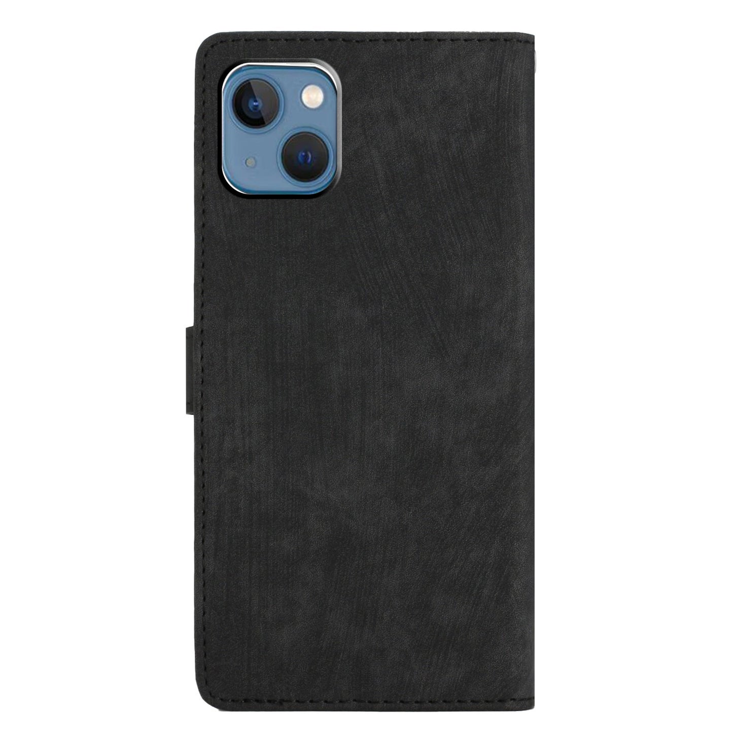 For iPhone 14 Plus PU Leather Wallet Fully Wrapped Cover Skin-touch Stand Phone Case