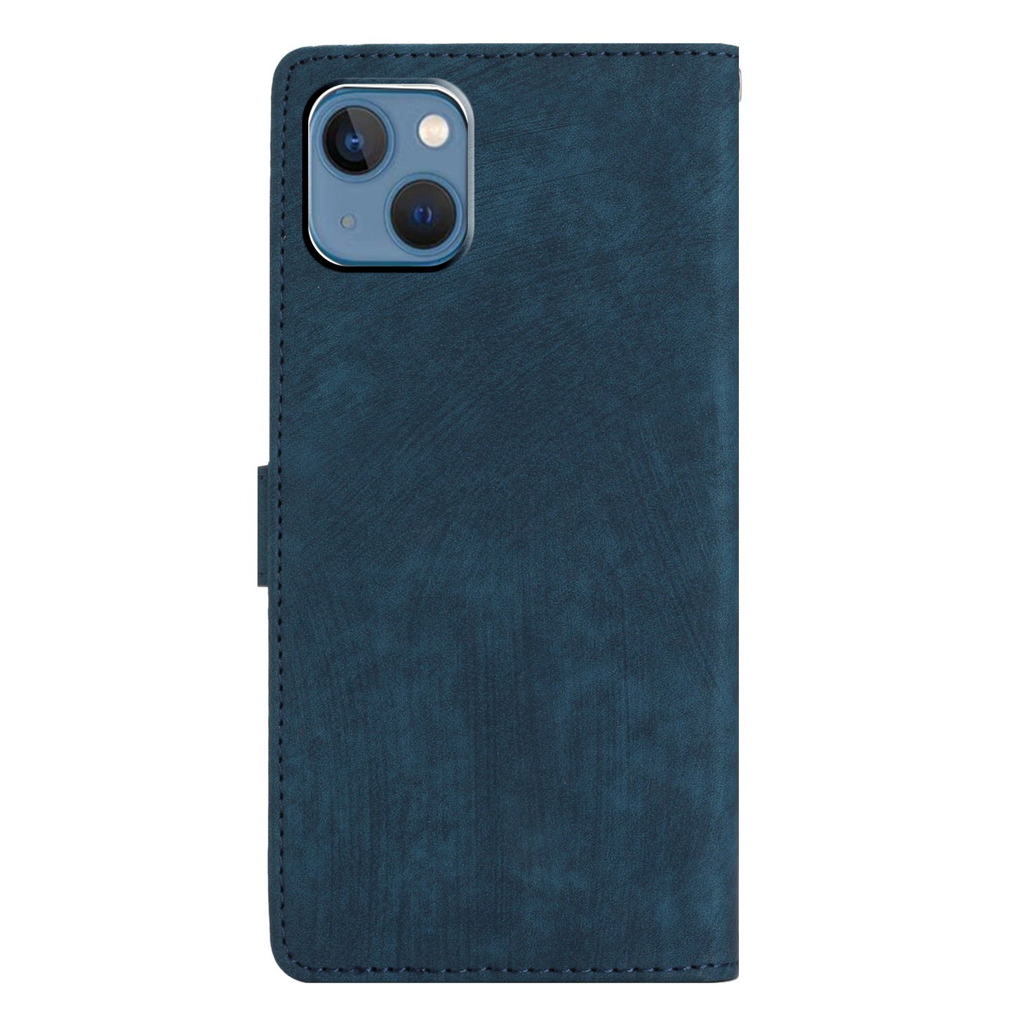 For iPhone 14 Plus PU Leather Wallet Fully Wrapped Cover Skin-touch Stand Phone Case