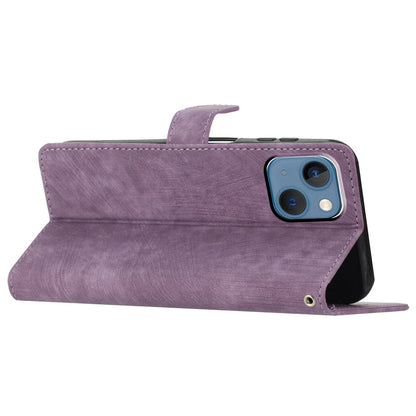 For iPhone 14 Plus PU Leather Wallet Fully Wrapped Cover Skin-touch Stand Phone Case