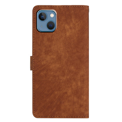 For iPhone 14 Plus PU Leather Wallet Fully Wrapped Cover Skin-touch Stand Phone Case