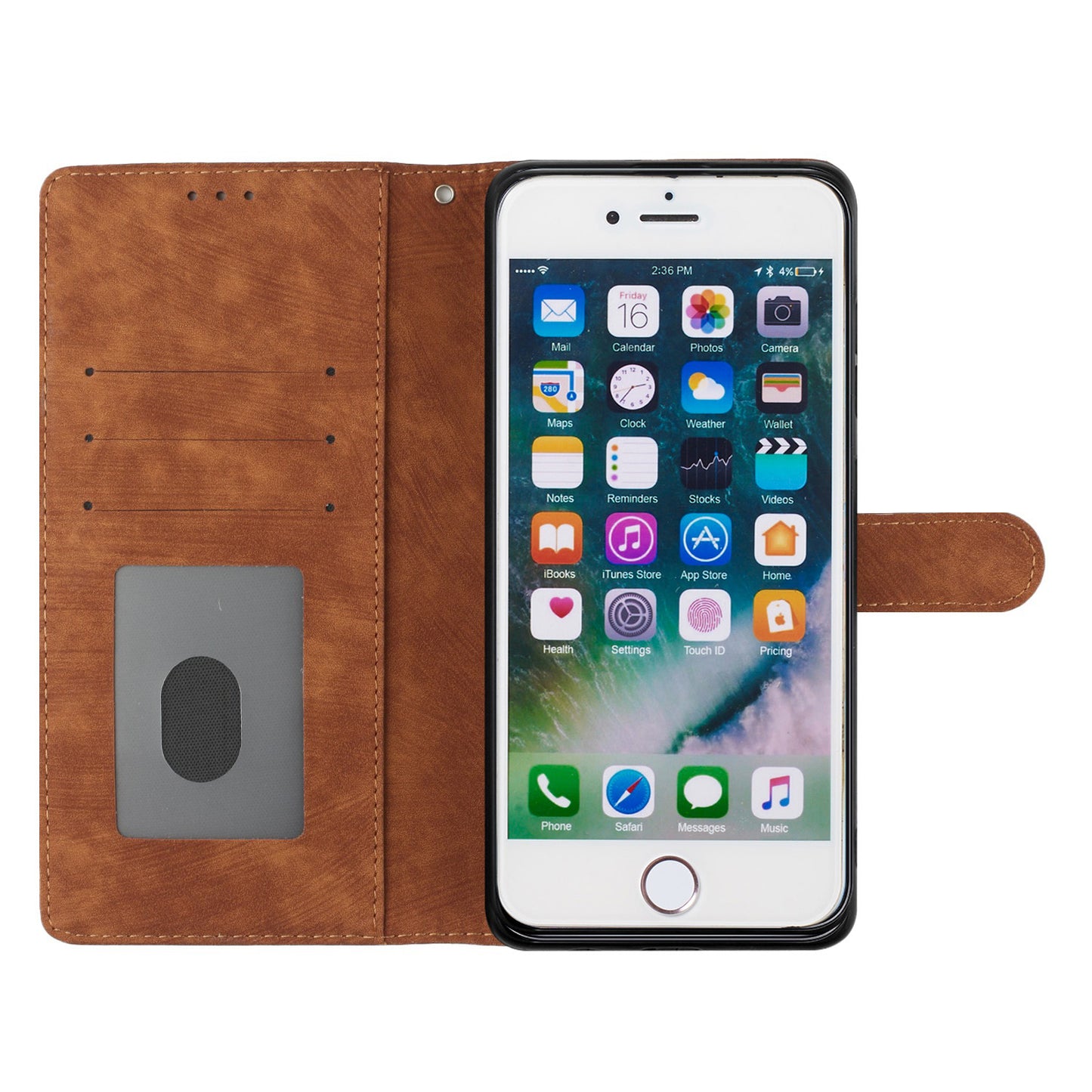 For iPhone 7 / 8 / SE (2020) / SE (2022) PU Leather Solid Color Cover Skin-touch Stand Wallet Phone Case