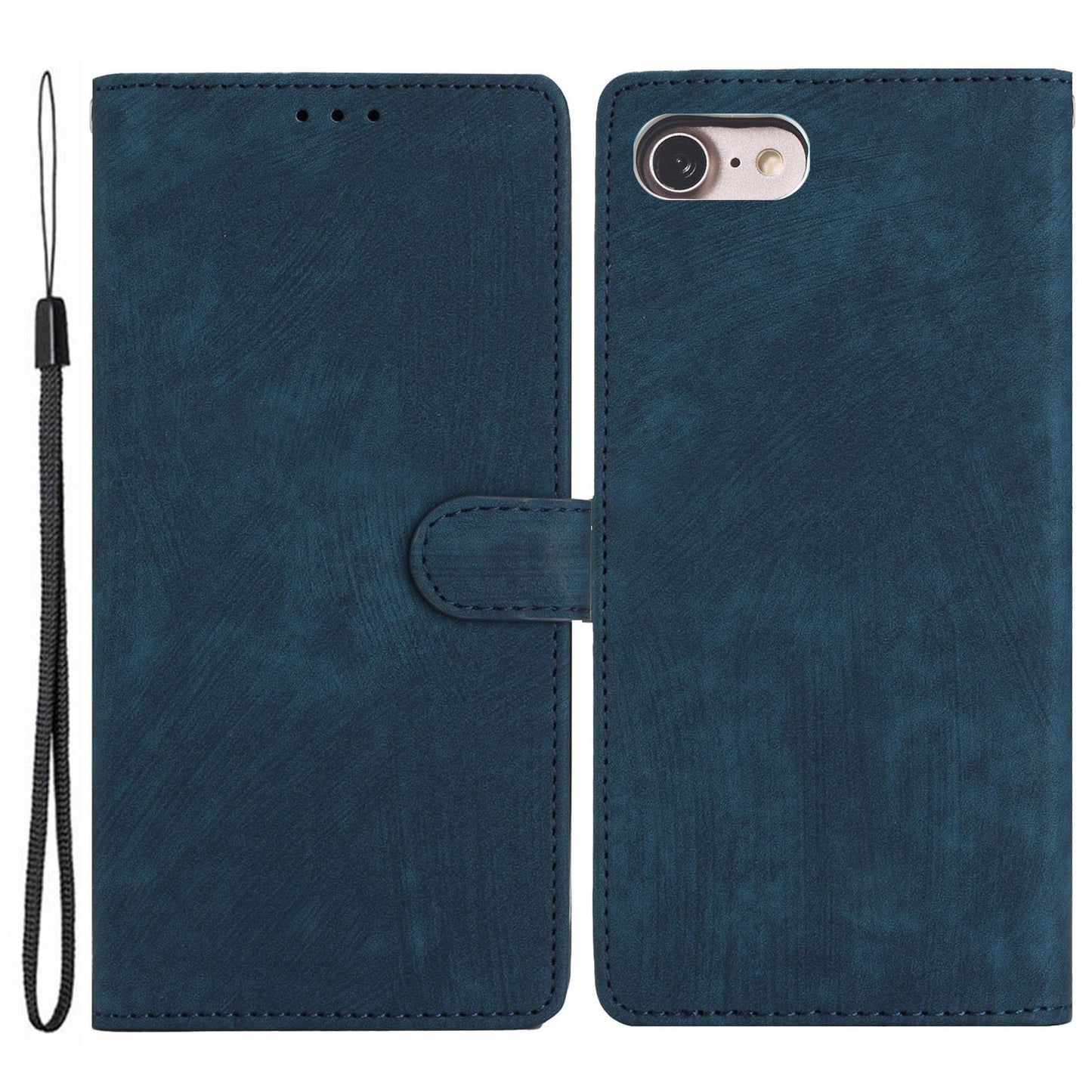 For iPhone 7 / 8 / SE (2020) / SE (2022) PU Leather Solid Color Cover Skin-touch Stand Wallet Phone Case