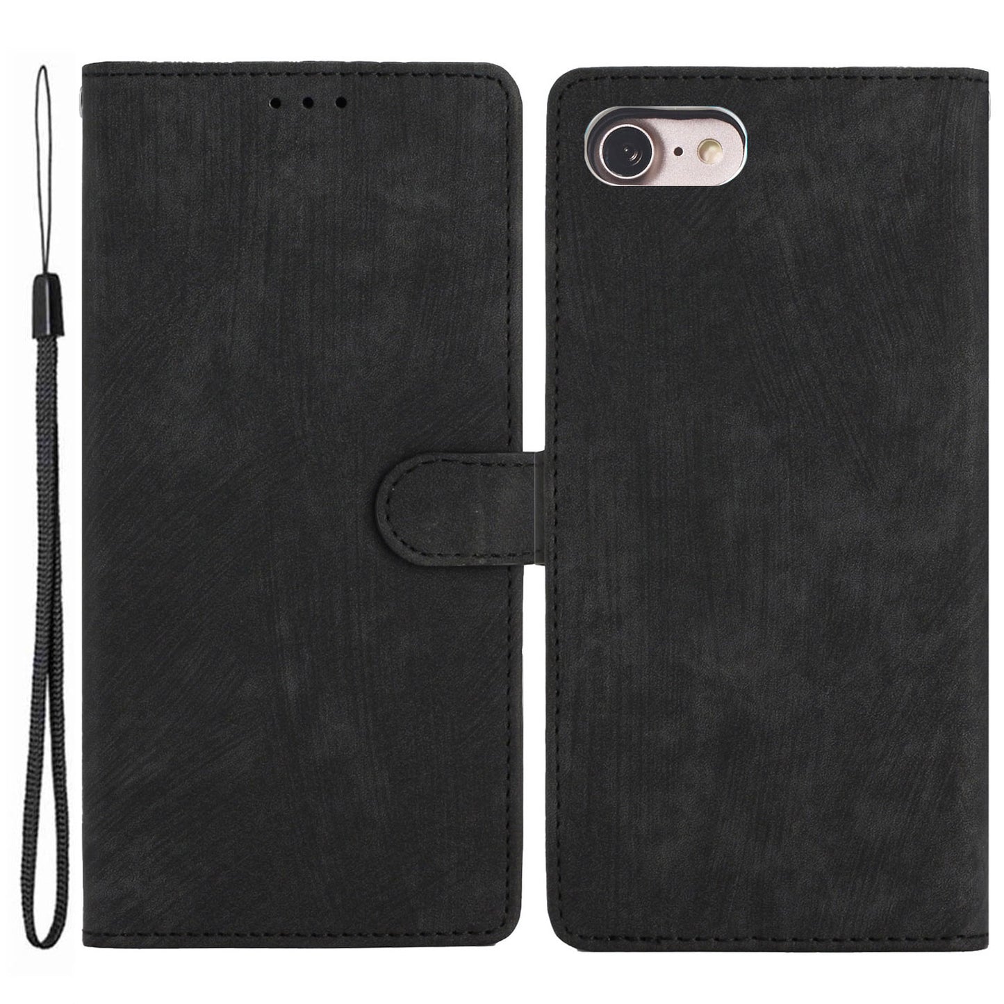 For iPhone 7 / 8 / SE (2020) / SE (2022) PU Leather Solid Color Cover Skin-touch Stand Wallet Phone Case