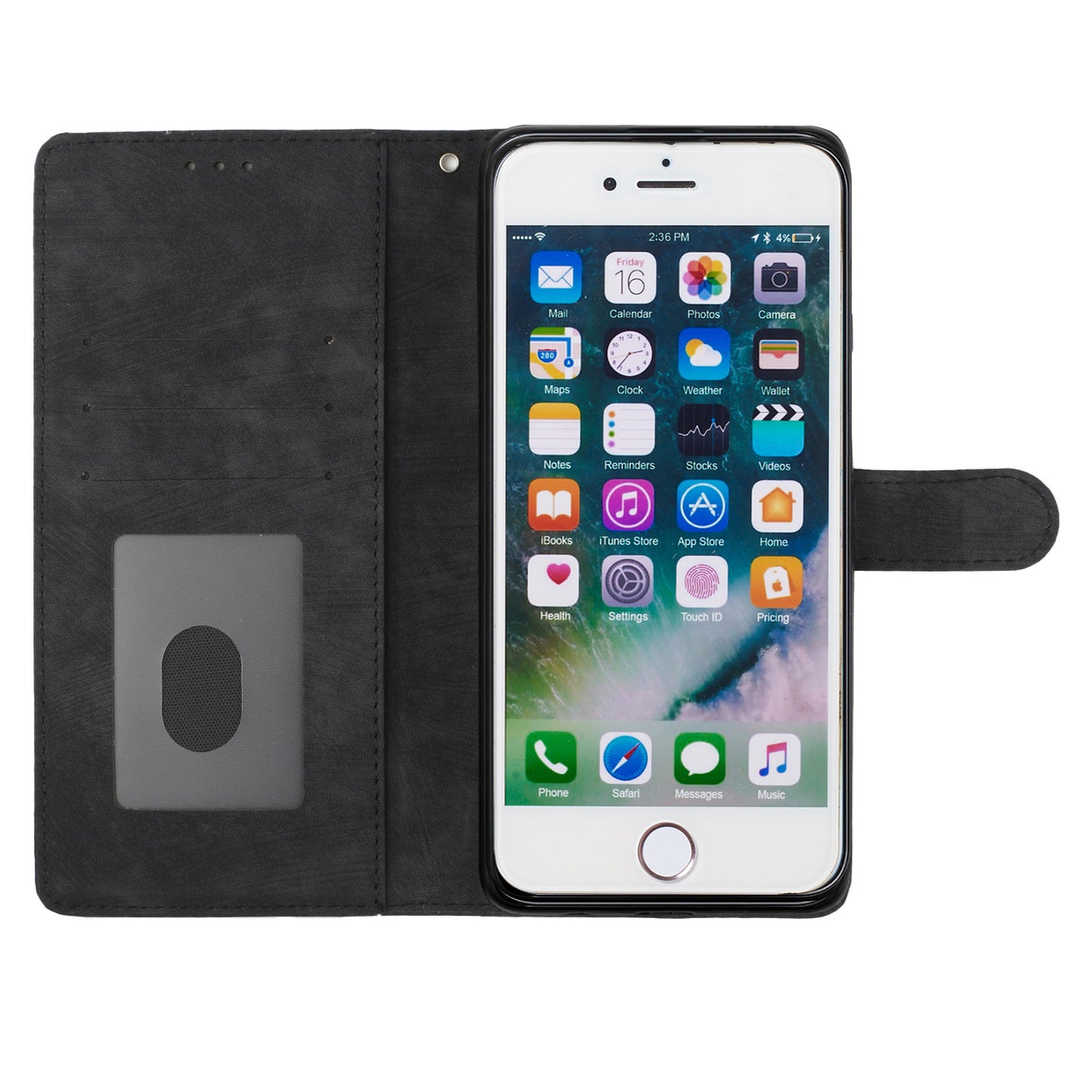 For iPhone 7 / 8 / SE (2020) / SE (2022) PU Leather Solid Color Cover Skin-touch Stand Wallet Phone Case