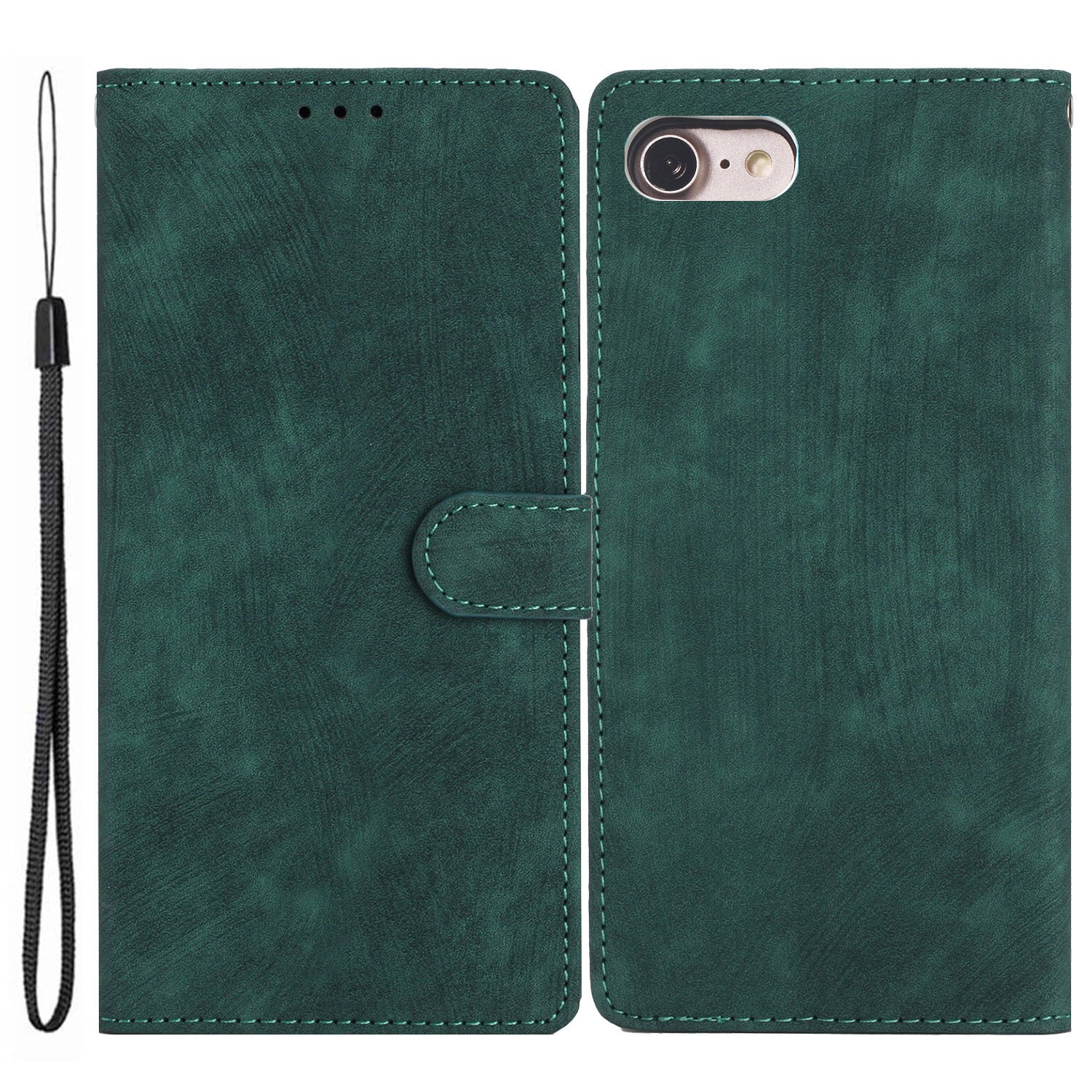 For iPhone 7 / 8 / SE (2020) / SE (2022) PU Leather Solid Color Cover Skin-touch Stand Wallet Phone Case