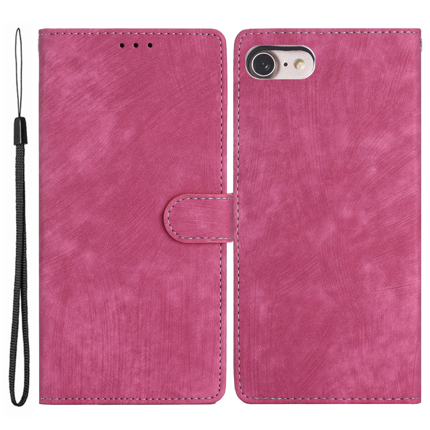 For iPhone 7 / 8 / SE (2020) / SE (2022) PU Leather Solid Color Cover Skin-touch Stand Wallet Phone Case