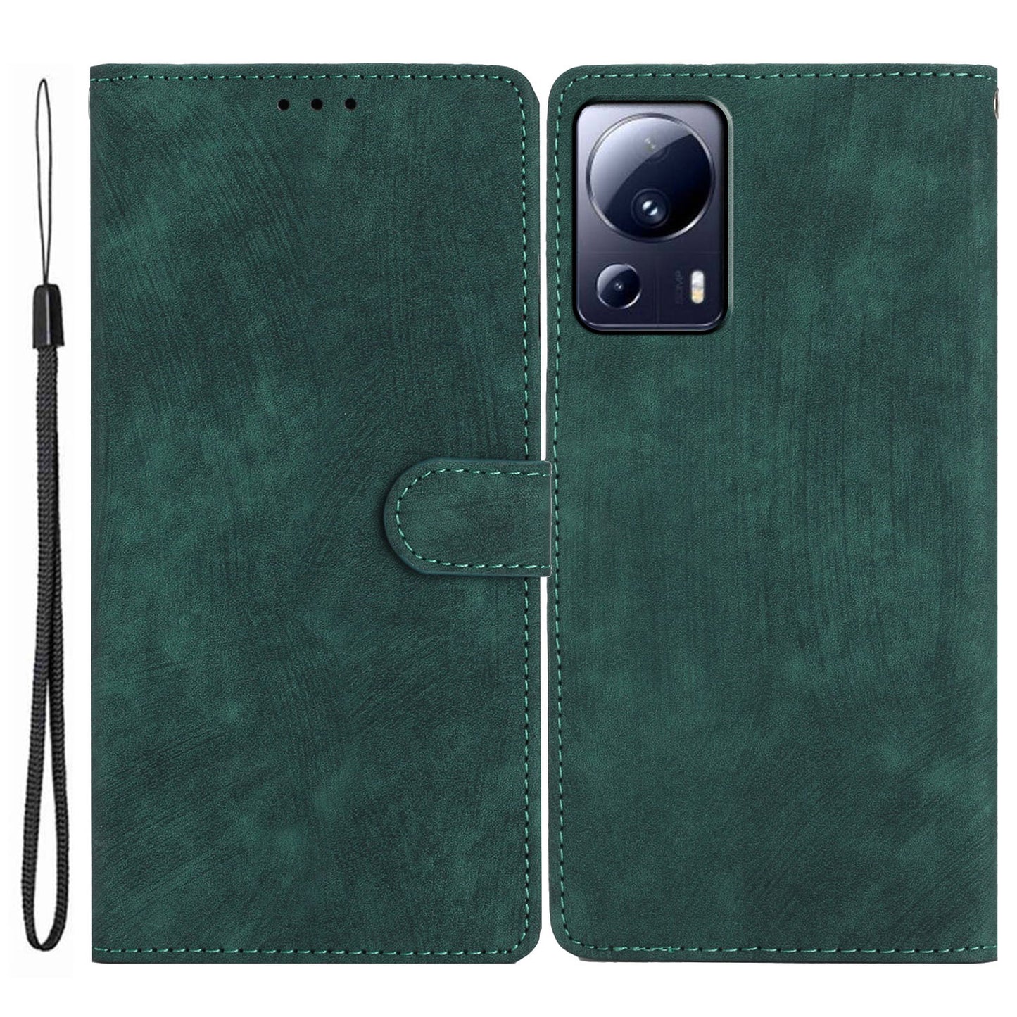 For Xiaomi 13 Lite / Civi 2 5G Solid Color Leather Wallet Cover Skin-touch Stand Cell Phone Case