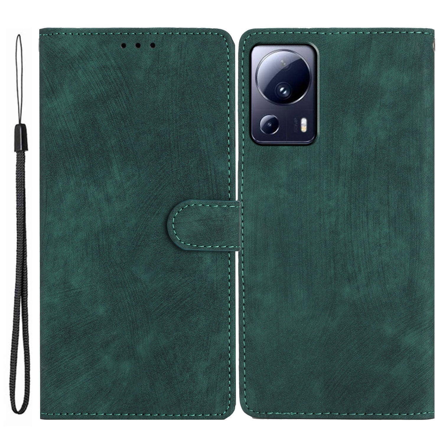 For Xiaomi 13 Lite / Civi 2 5G Solid Color Leather Wallet Cover Skin-touch Stand Cell Phone Case