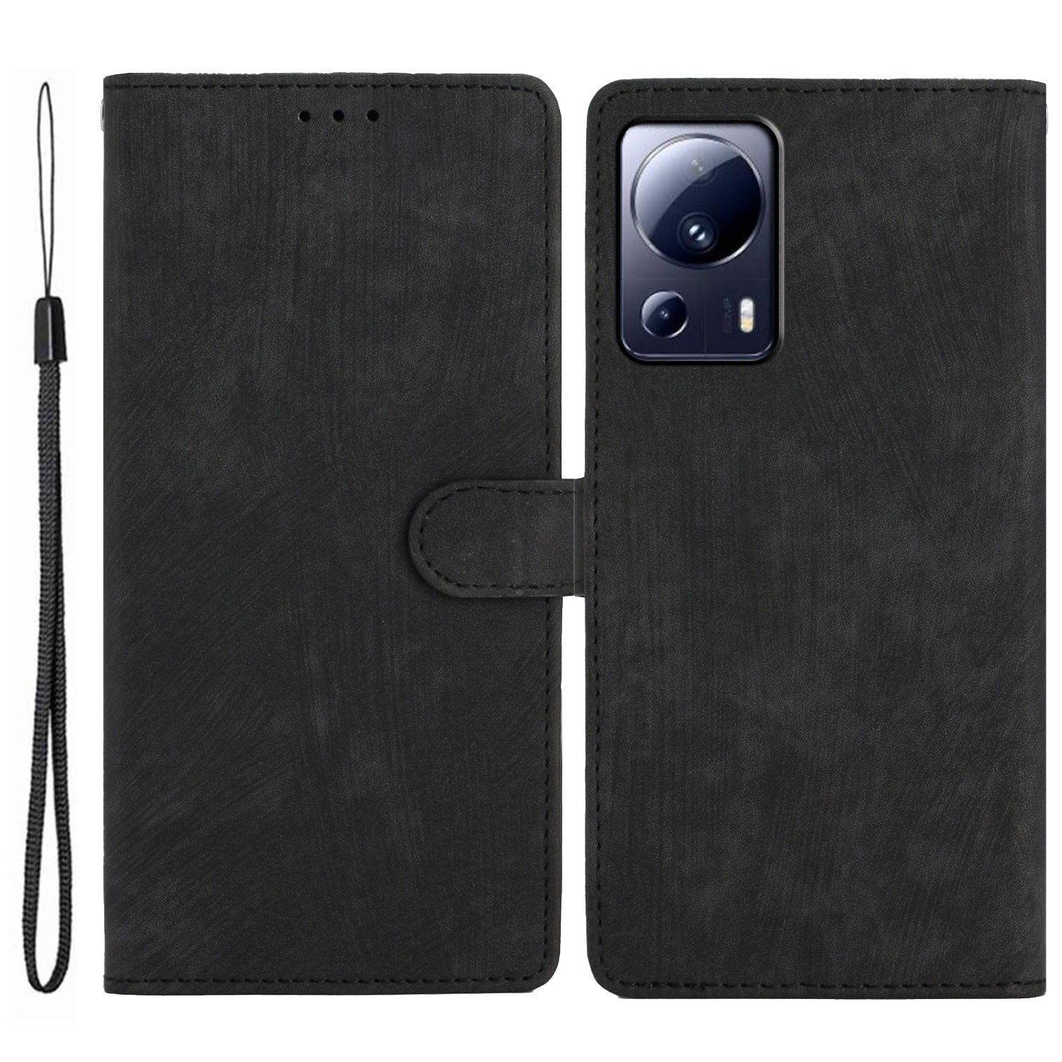 For Xiaomi 13 Lite / Civi 2 5G Solid Color Leather Wallet Cover Skin-touch Stand Cell Phone Case