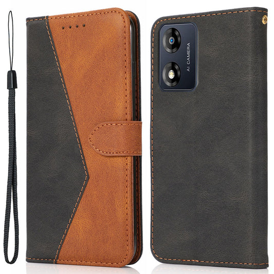 For Motorola Moto E13 4G Splicing PU Leather Wallet Phone Case Flip Stand Shockproof Cover