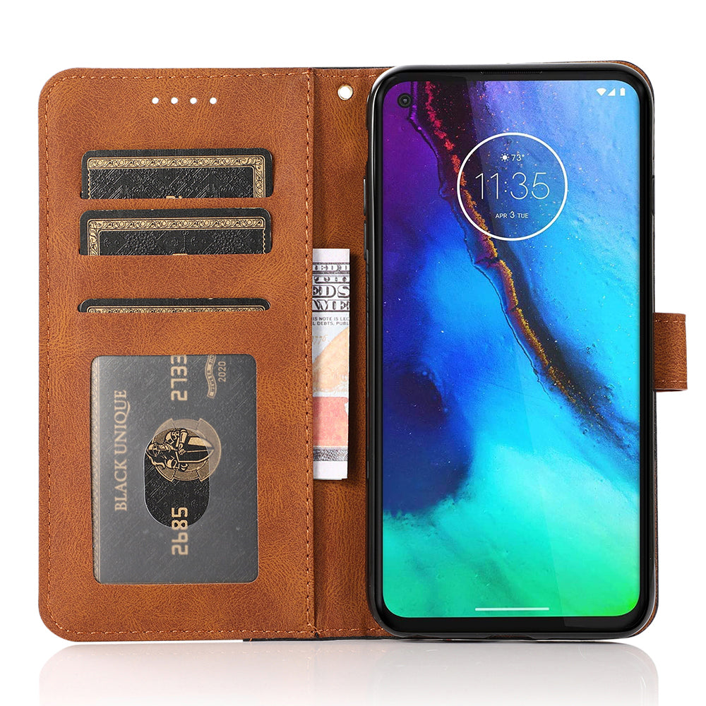 For Motorola Moto E13 4G Splicing PU Leather Wallet Phone Case Flip Stand Shockproof Cover