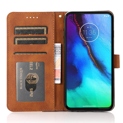 For Motorola Moto E13 4G Splicing PU Leather Wallet Phone Case Flip Stand Shockproof Cover