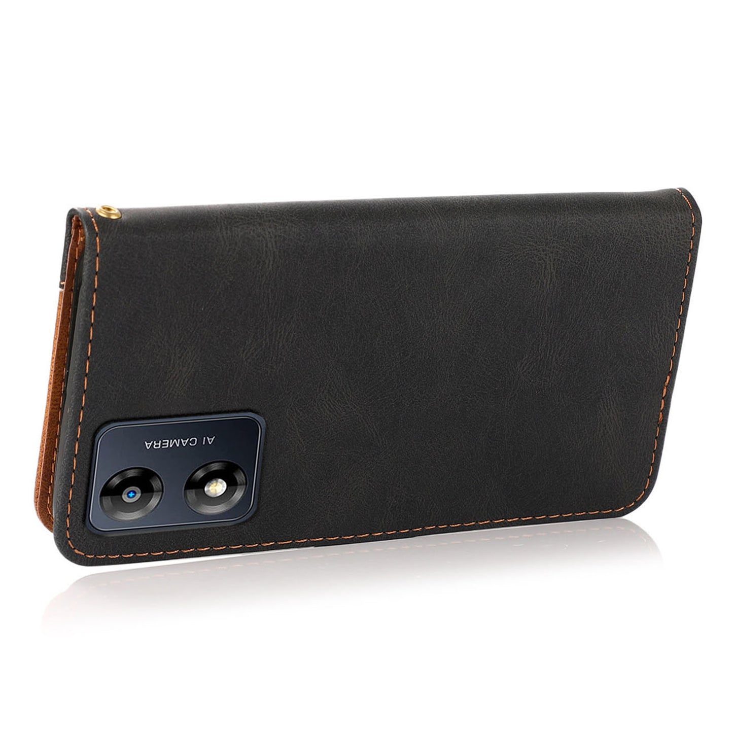 For Motorola Moto E13 4G Splicing PU Leather Wallet Phone Case Flip Stand Shockproof Cover
