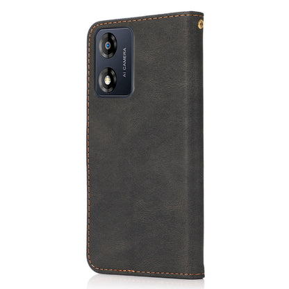 For Motorola Moto E13 4G Splicing PU Leather Wallet Phone Case Flip Stand Shockproof Cover