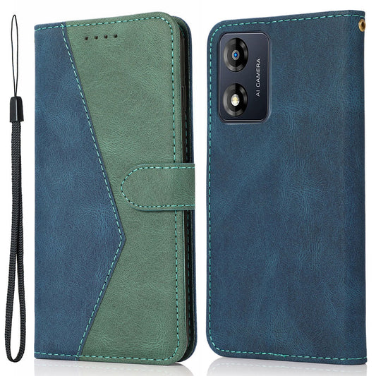 For Motorola Moto E13 4G Splicing PU Leather Wallet Phone Case Flip Stand Shockproof Cover