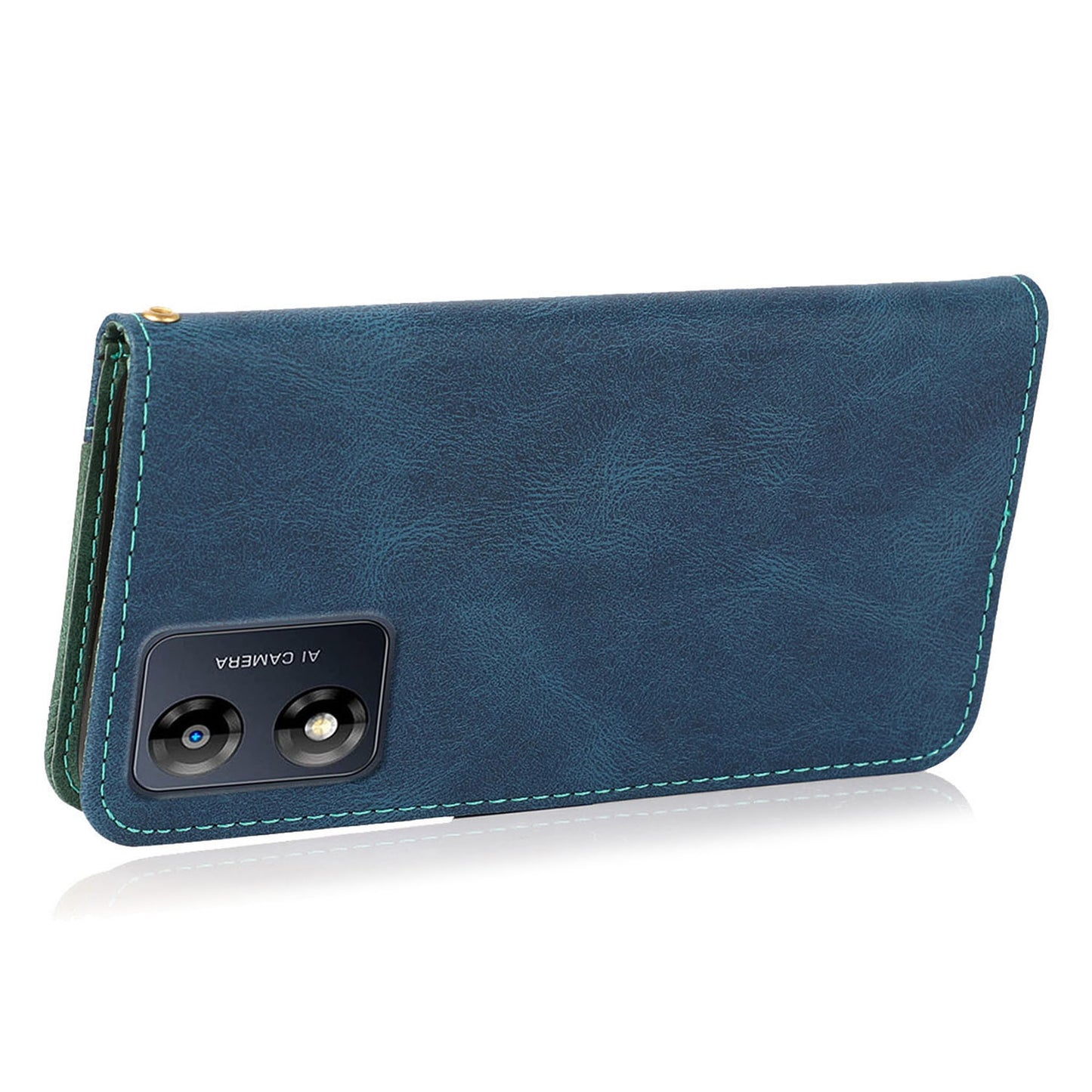 For Motorola Moto E13 4G Splicing PU Leather Wallet Phone Case Flip Stand Shockproof Cover