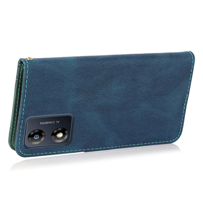 For Motorola Moto E13 4G Splicing PU Leather Wallet Phone Case Flip Stand Shockproof Cover