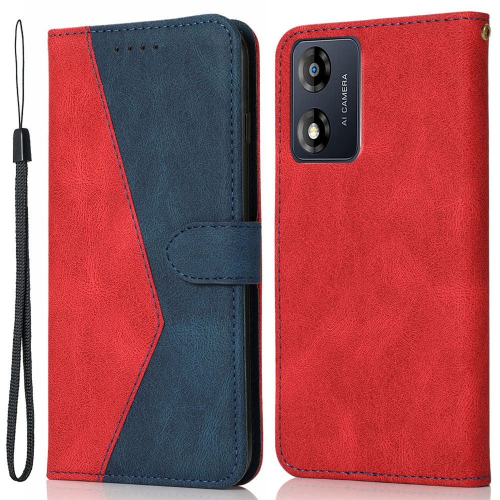 For Motorola Moto E13 4G Splicing PU Leather Wallet Phone Case Flip Stand Shockproof Cover