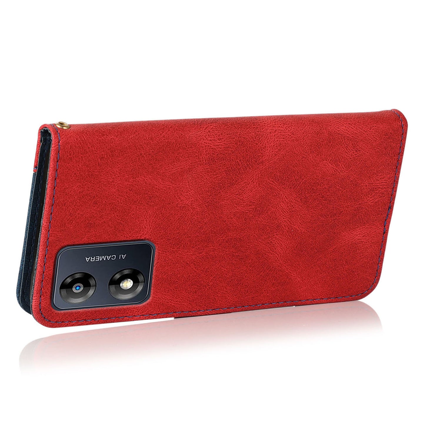 For Motorola Moto E13 4G Splicing PU Leather Wallet Phone Case Flip Stand Shockproof Cover