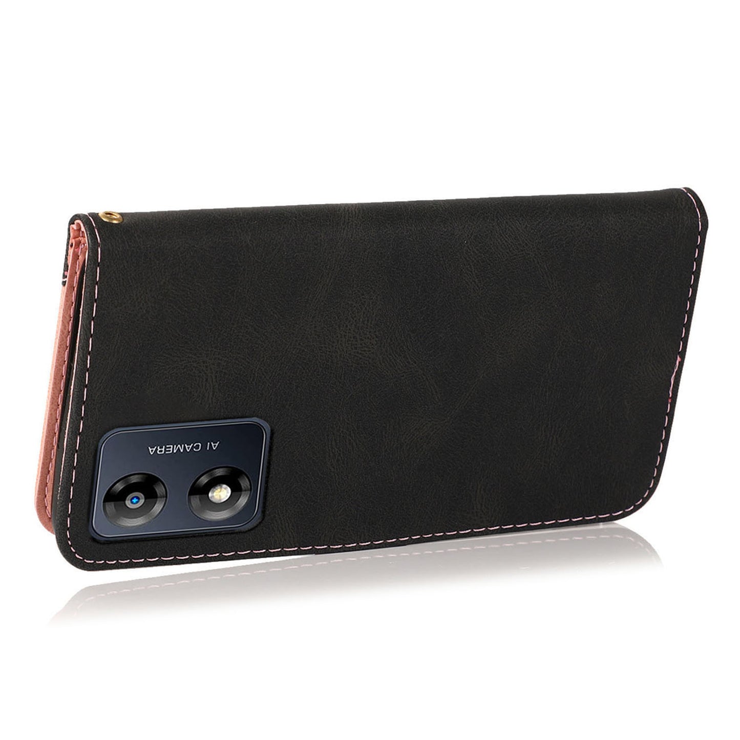 For Motorola Moto E13 4G Splicing PU Leather Wallet Phone Case Flip Stand Shockproof Cover