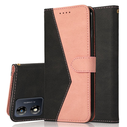 For Motorola Moto E13 4G Splicing PU Leather Wallet Phone Case Flip Stand Shockproof Cover