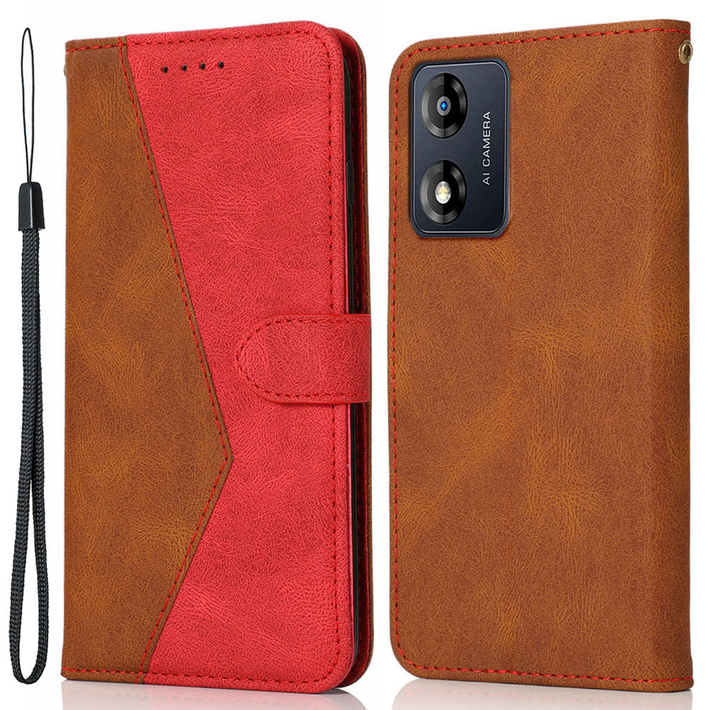 For Motorola Moto E13 4G Splicing PU Leather Wallet Phone Case Flip Stand Shockproof Cover