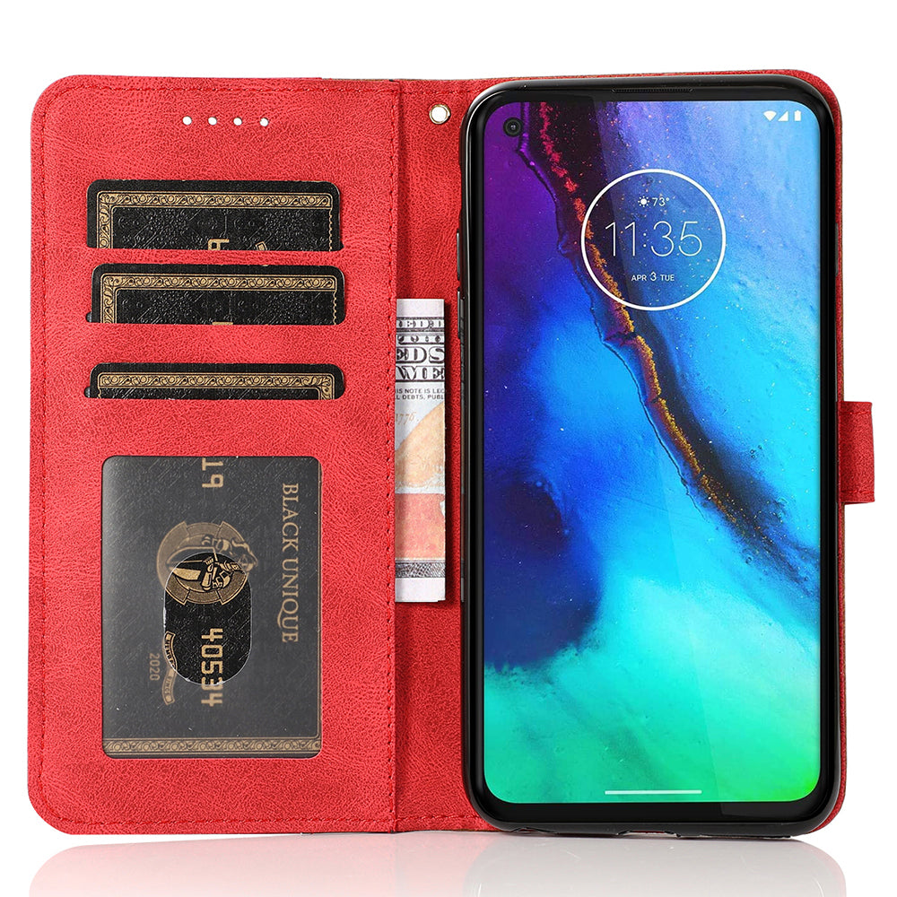 For Motorola Moto E13 4G Splicing PU Leather Wallet Phone Case Flip Stand Shockproof Cover