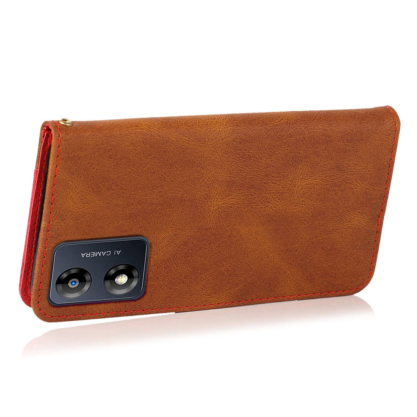For Motorola Moto E13 4G Splicing PU Leather Wallet Phone Case Flip Stand Shockproof Cover