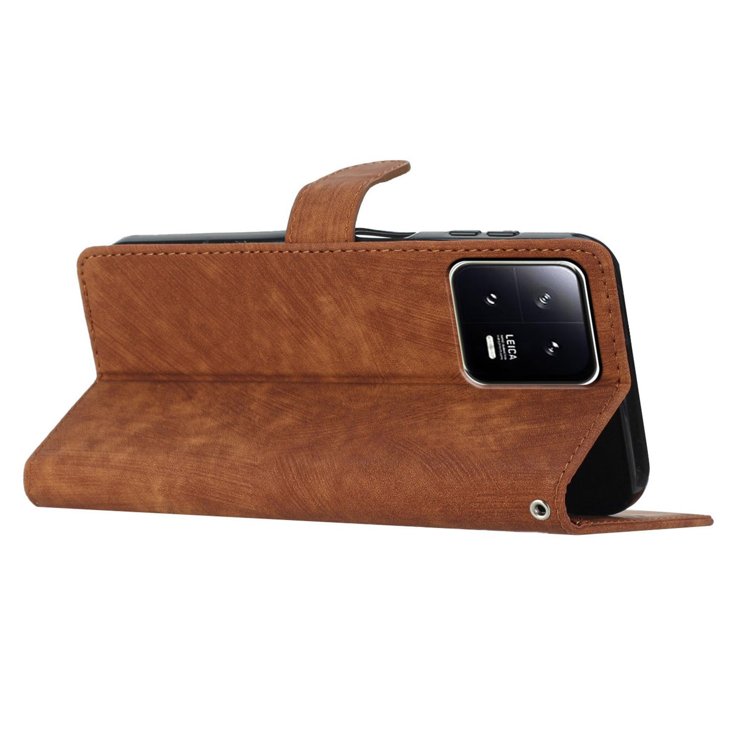 For Xiaomi 13 5G Solid Color Folio Flip PU Leather Wallet Cover Skin-touch Stand Phone Case