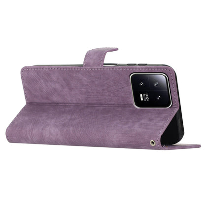 For Xiaomi 13 5G Solid Color Folio Flip PU Leather Wallet Cover Skin-touch Stand Phone Case