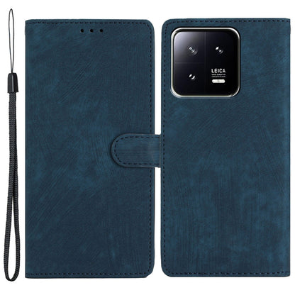 For Xiaomi 13 5G Solid Color Folio Flip PU Leather Wallet Cover Skin-touch Stand Phone Case