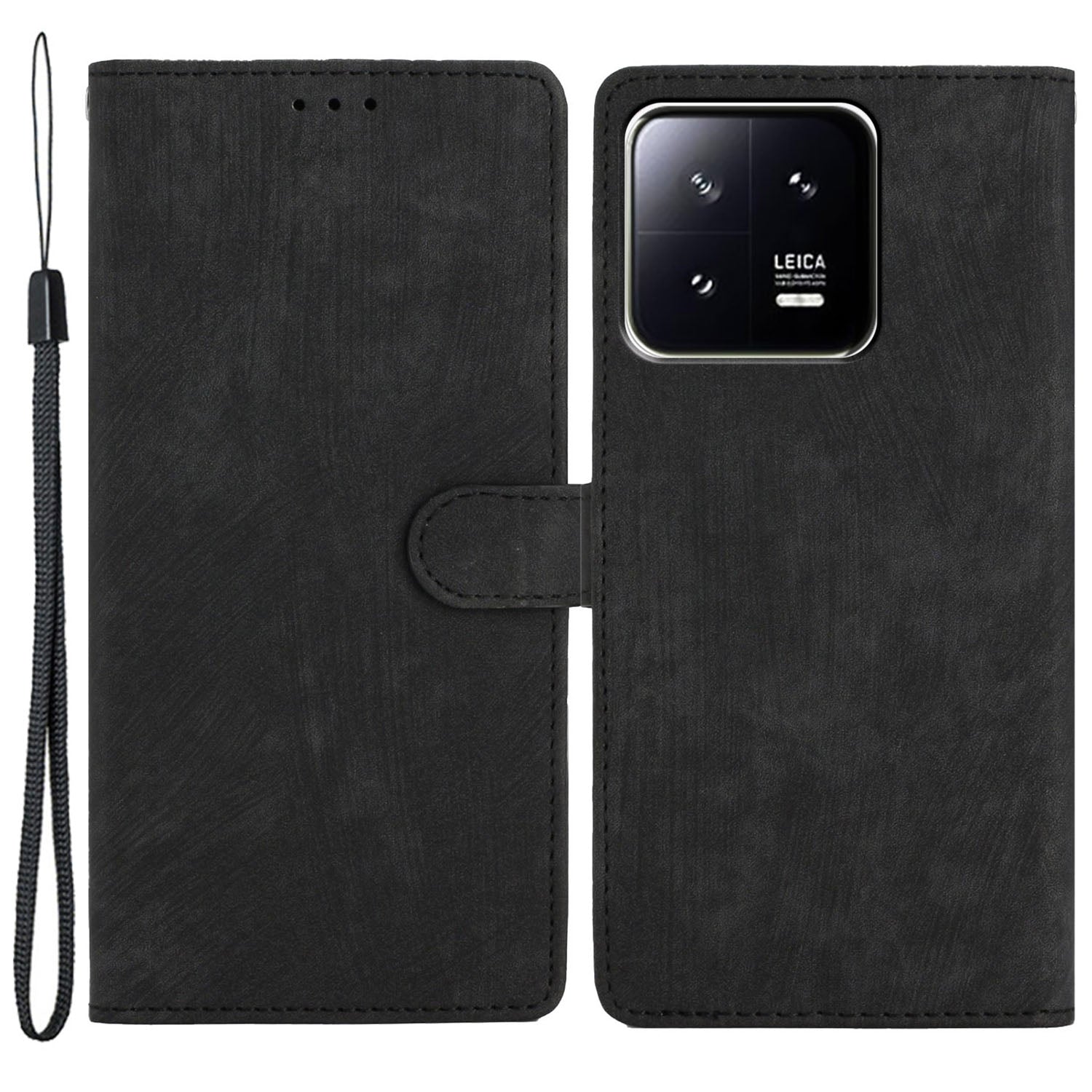 For Xiaomi 13 5G Solid Color Folio Flip PU Leather Wallet Cover Skin-touch Stand Phone Case