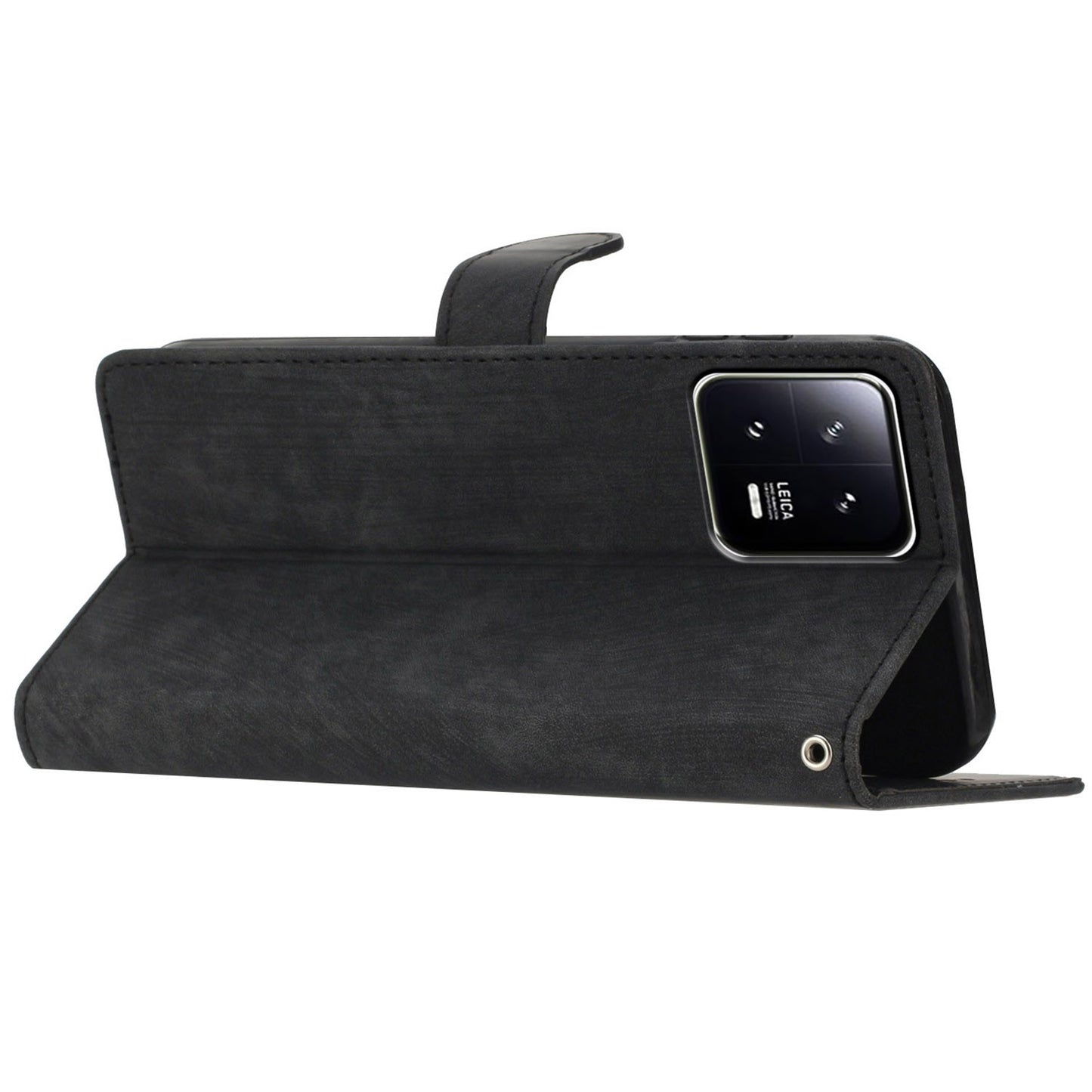 For Xiaomi 13 5G Solid Color Folio Flip PU Leather Wallet Cover Skin-touch Stand Phone Case