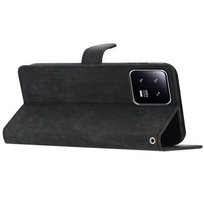 For Xiaomi 13 5G Solid Color Folio Flip PU Leather Wallet Cover Skin-touch Stand Phone Case