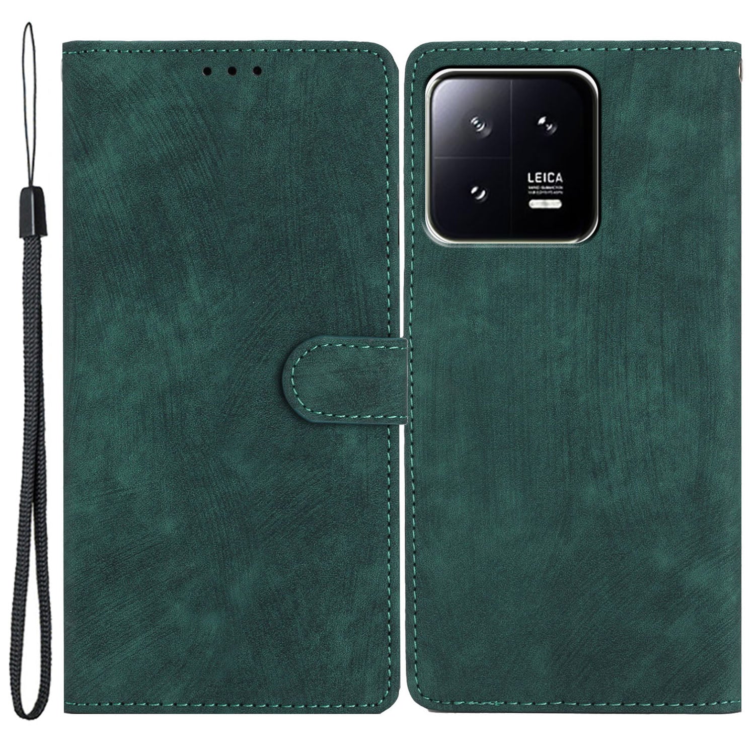 For Xiaomi 13 5G Solid Color Folio Flip PU Leather Wallet Cover Skin-touch Stand Phone Case