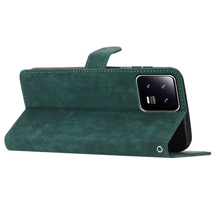 For Xiaomi 13 5G Solid Color Folio Flip PU Leather Wallet Cover Skin-touch Stand Phone Case