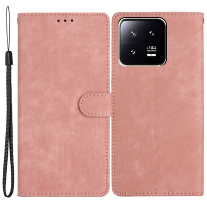 For Xiaomi 13 5G Solid Color Folio Flip PU Leather Wallet Cover Skin-touch Stand Phone Case