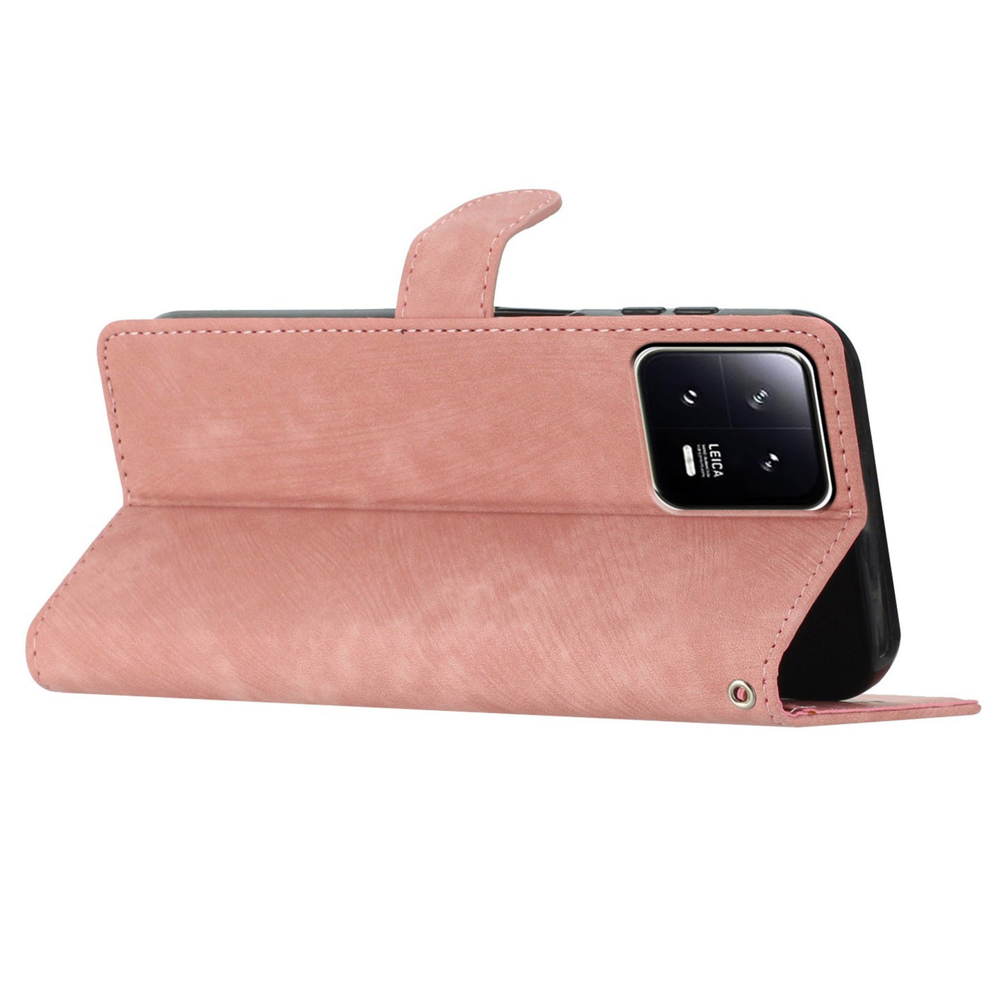 For Xiaomi 13 5G Solid Color Folio Flip PU Leather Wallet Cover Skin-touch Stand Phone Case